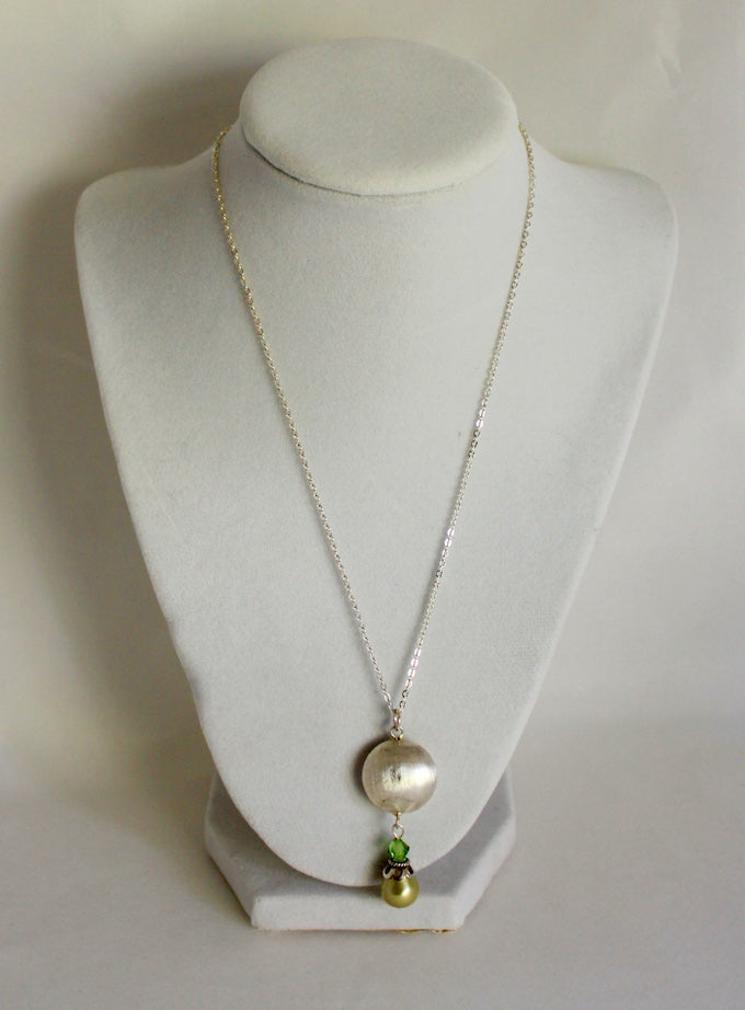Dainty Sterling Silver Necklace With Freshwater Pearl & Swarovski Drop Pendant “Ease Bijou Collection”