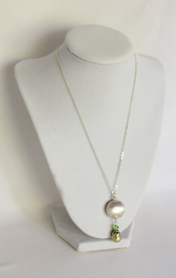 Dainty Sterling Silver Necklace With Freshwater Pearl & Swarovski Drop Pendant “Ease Bijou Collection”