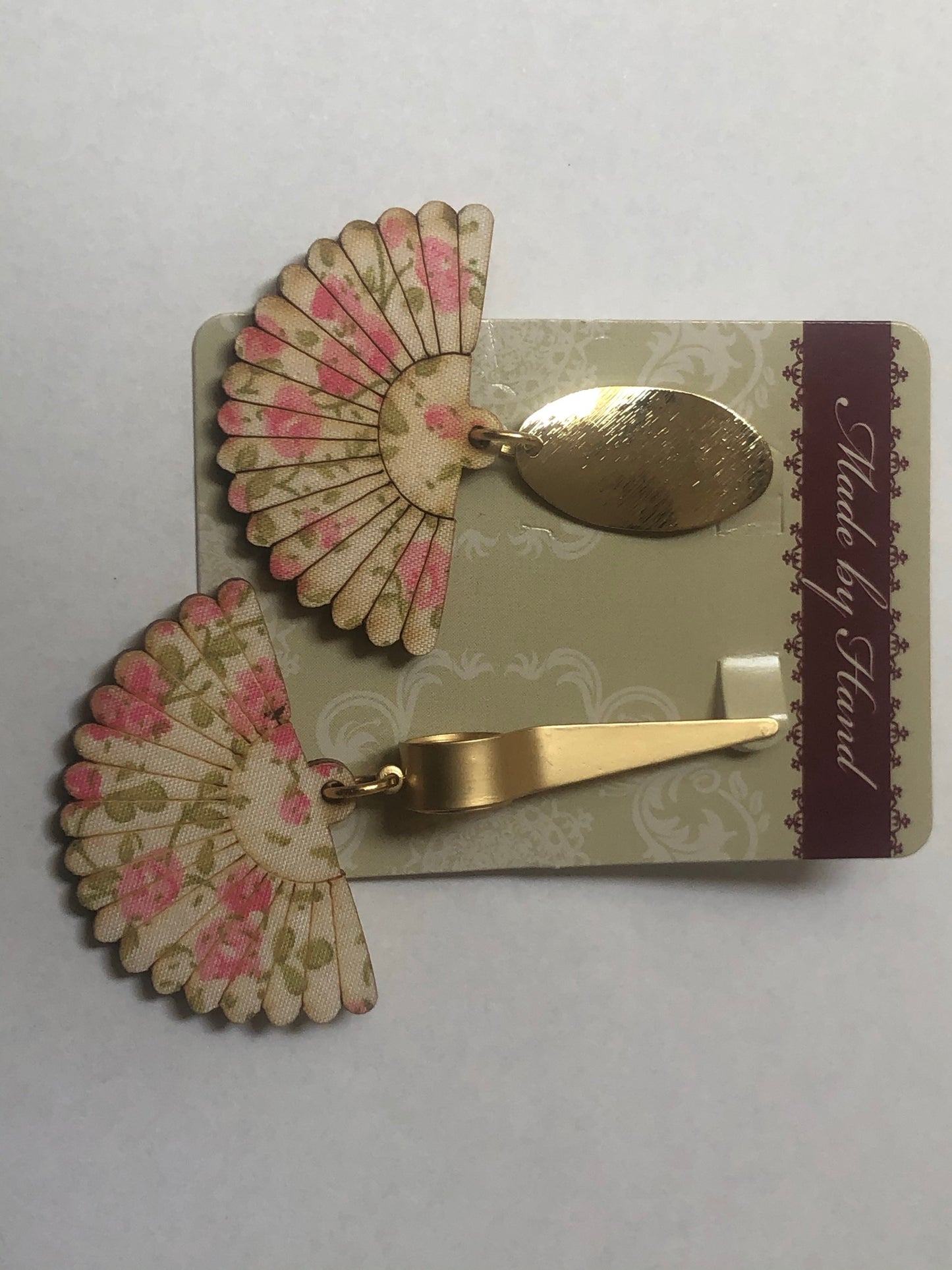 Mis-Matched Wooden Floral Fabric Fan Earrings bracelet “ Ease Bijou Collection”
