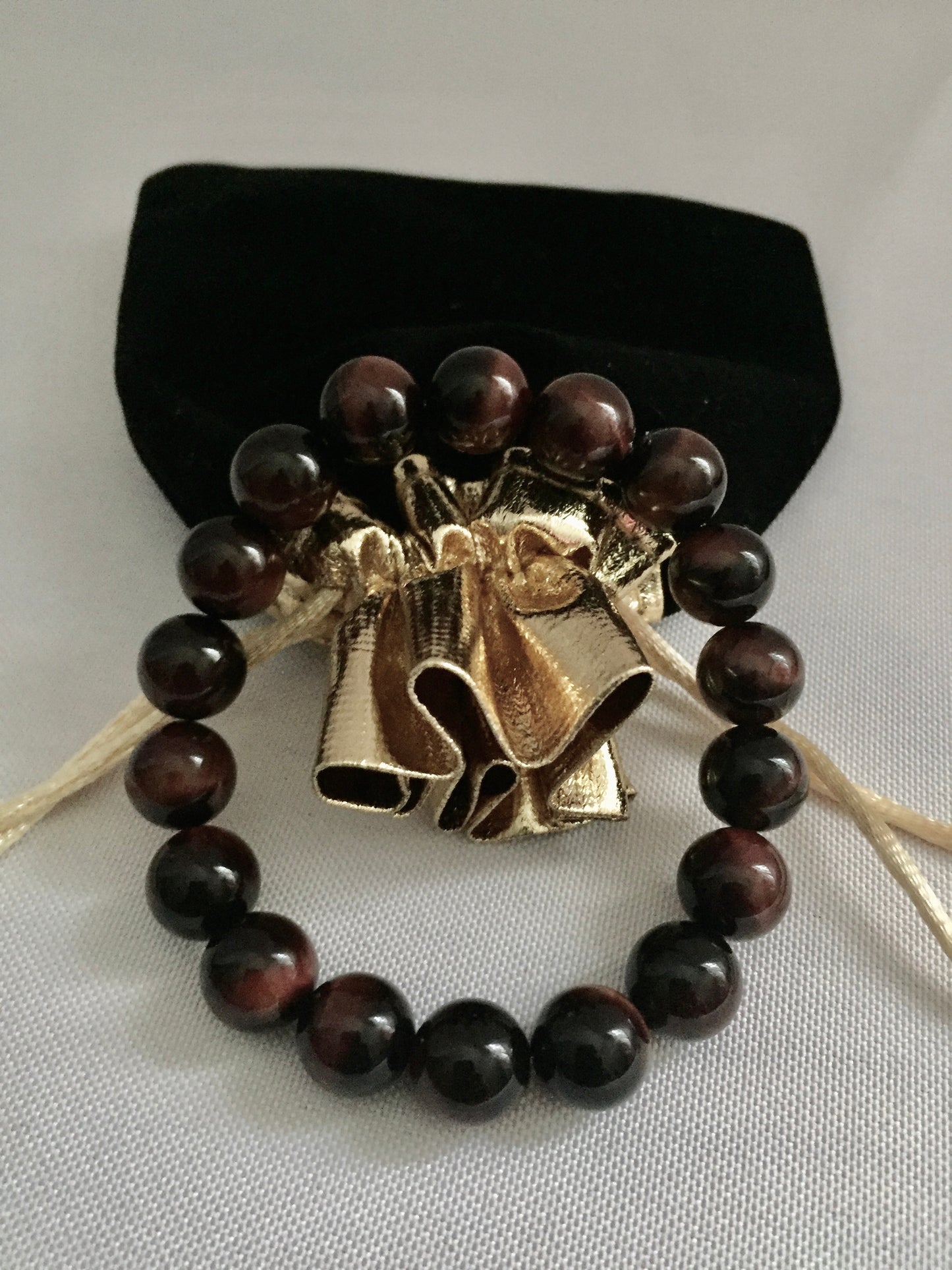 Red Tiger's Eye Natural Stone Stretch Energy Bracelet "Ease Rocks Collection"