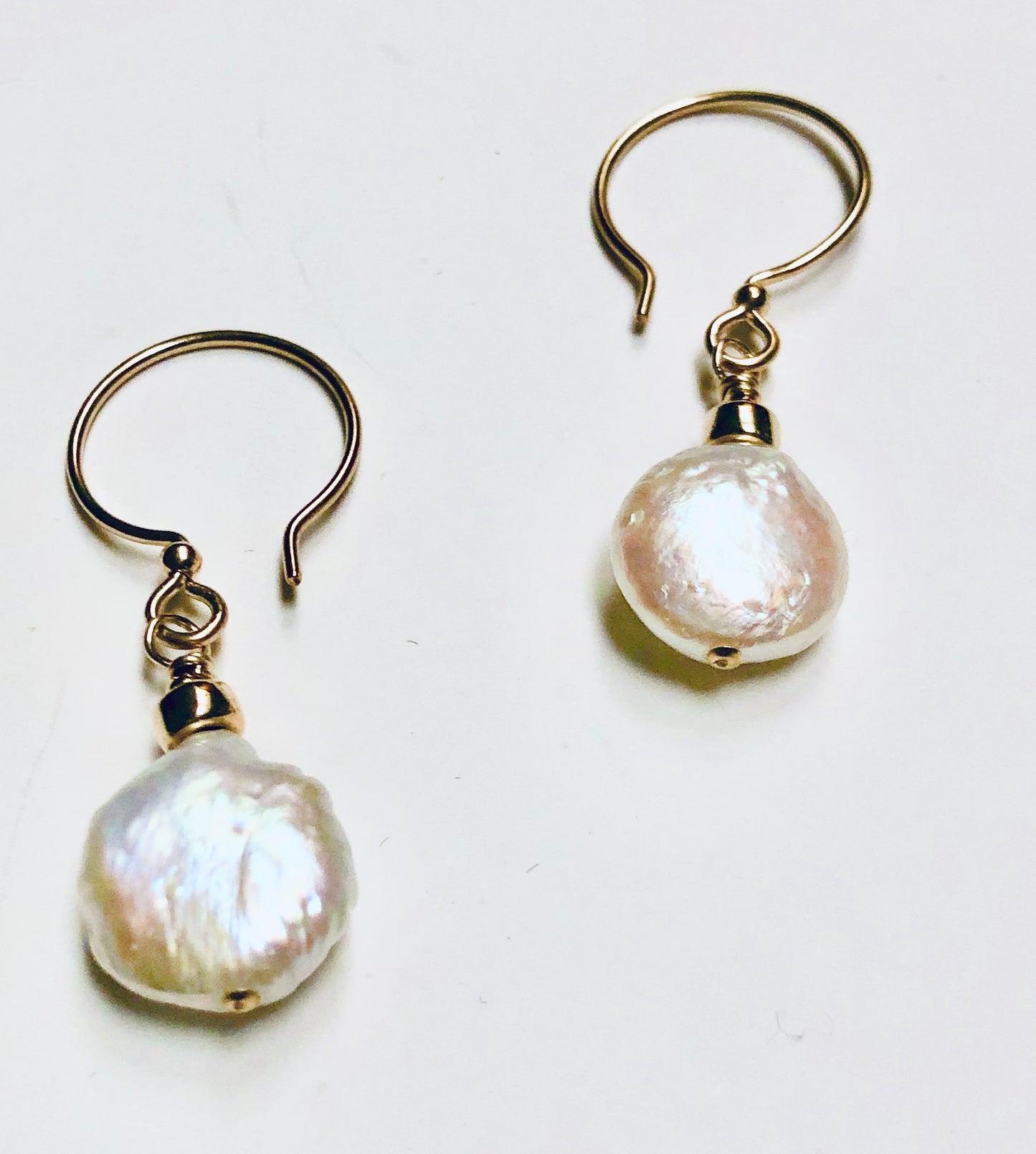 Fresh-Water Pearl Coin 14 Karat Gold Filled Earrings "Ease Bijou Collection”