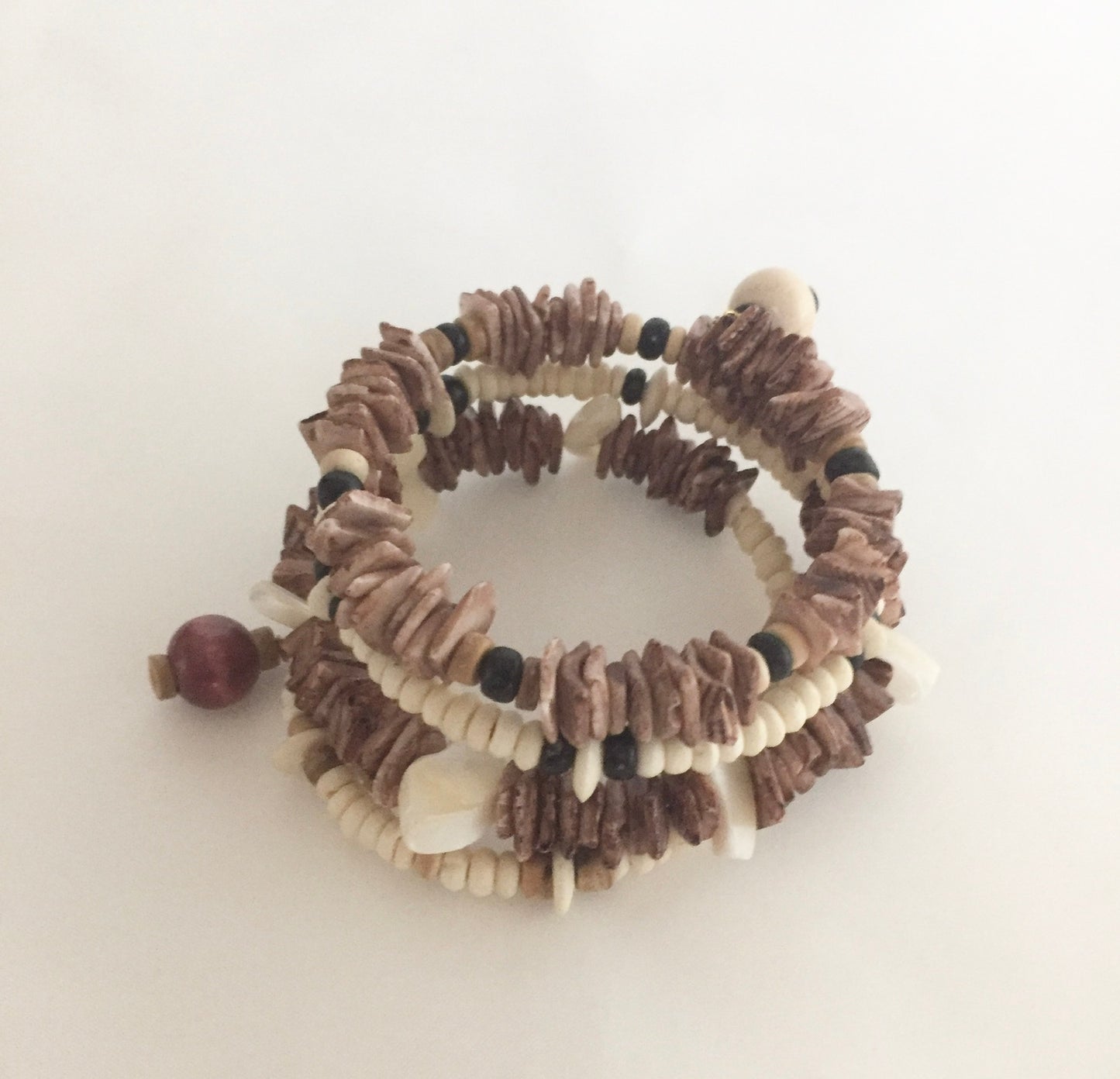 Memory Wire Multi-strands Boho style brown beaded bracelet “ Ease Bijou Collection”