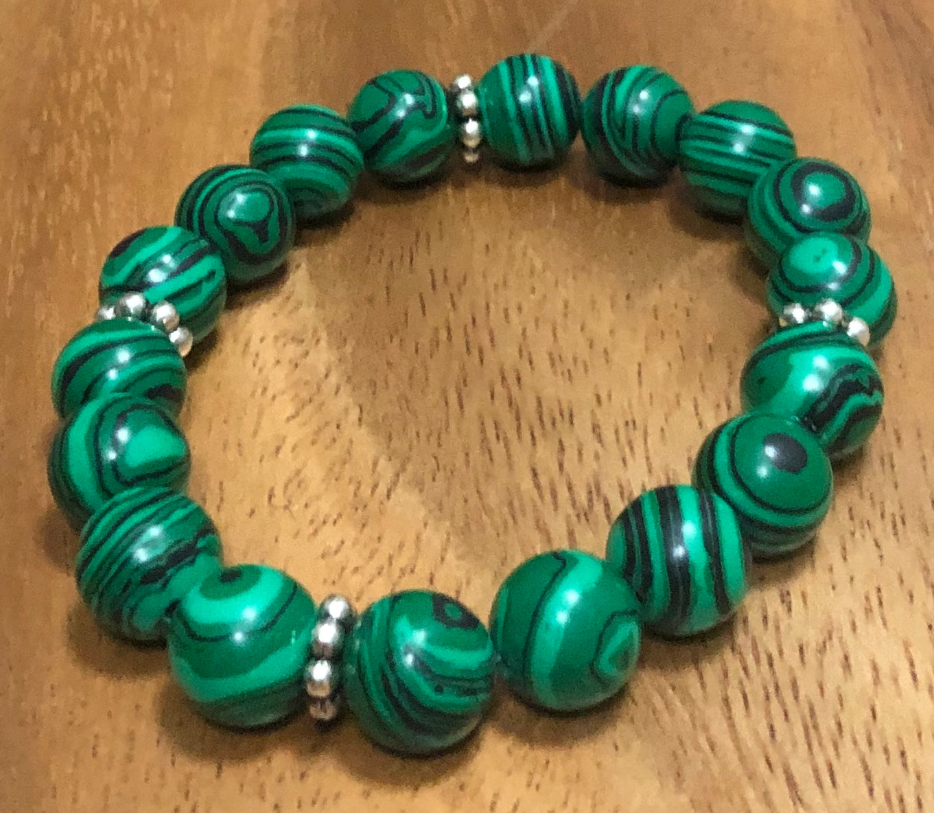 Malachite (Stimulated) Beaded Stretch Bracelet "Ease Rocks Collection"