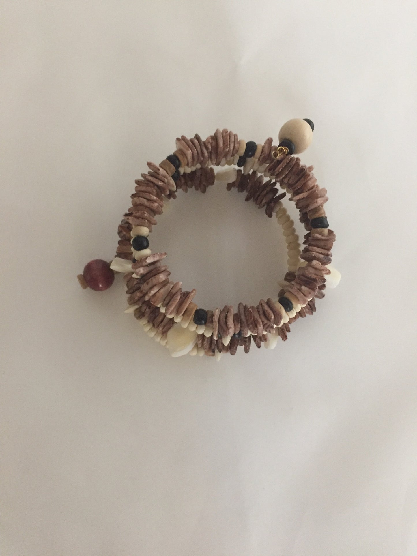 Memory Wire Multi-strands Boho style brown beaded bracelet “ Ease Bijou Collection”