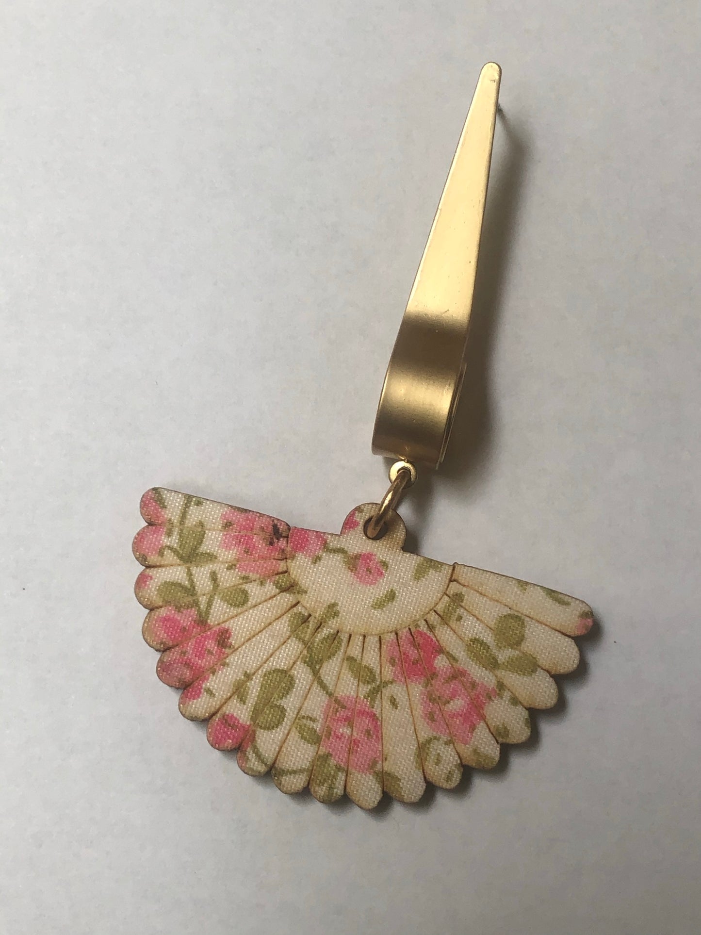 Mis-Matched Wooden Floral Fabric Fan Earrings bracelet “ Ease Bijou Collection”