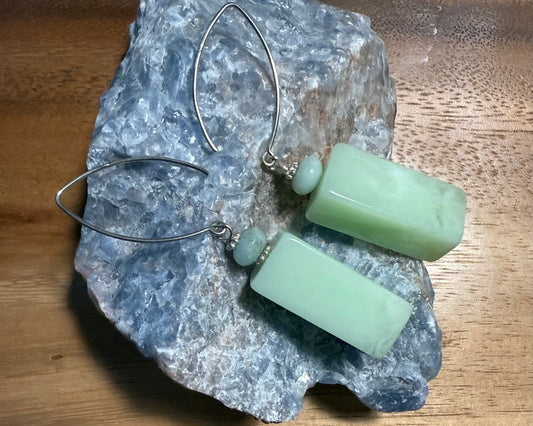 Sea Green Resin+ Sterling Silver Earrings "Ease Bijou Collection"