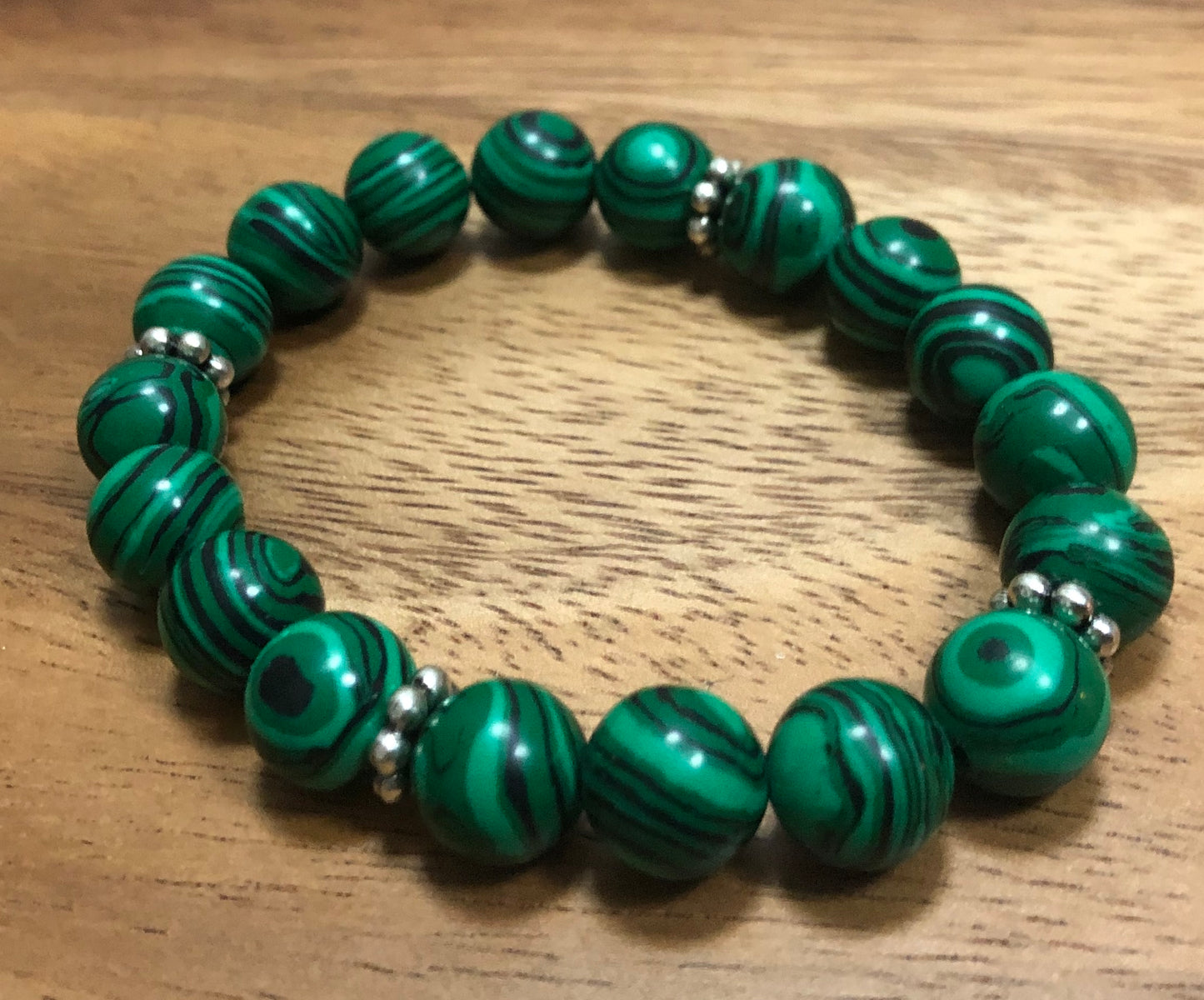 Malachite (Stimulated) Beaded Stretch Bracelet "Ease Rocks Collection"