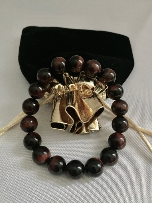 Red Tiger's Eye Natural Stone Stretch Energy Bracelet "Ease Rocks Collection"