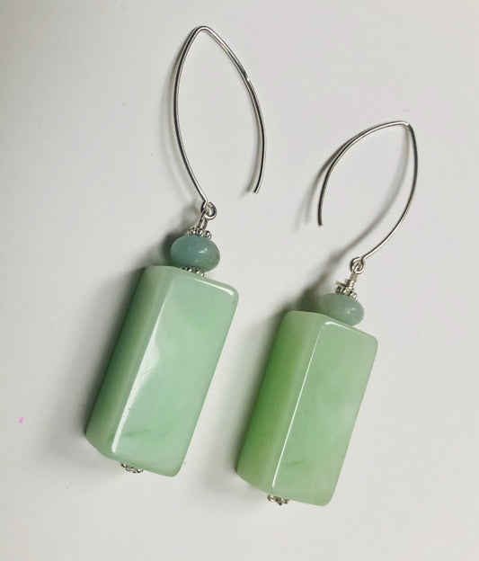Sea Green Resin+ Sterling Silver Earrings "Ease Bijou Collection"