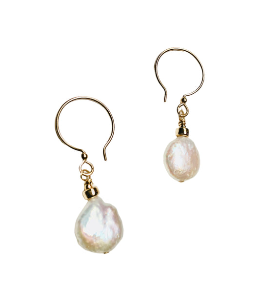 Fresh-Water Pearl Coin 14 Karat Gold Filled Earrings "Ease Bijou Collection”