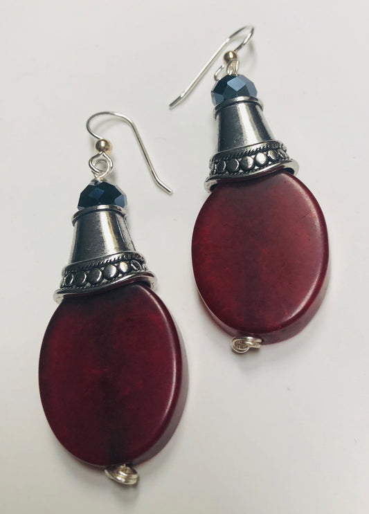 Sterling Silver+Resin+Drop Vintage Inspired  Earrings "Ease Bijou Collection"