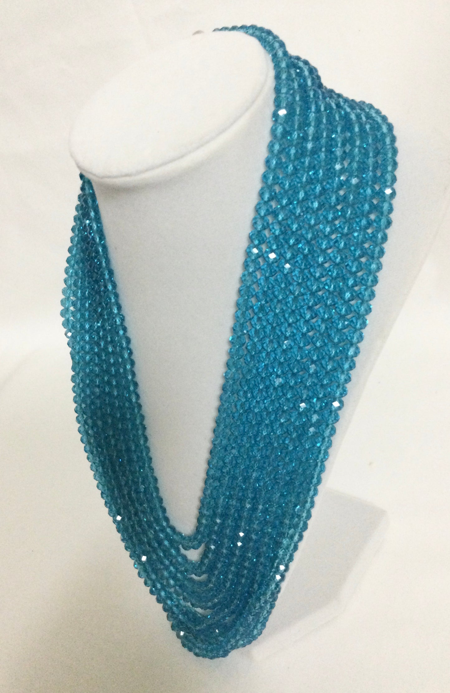 Multi-Strand Vintage Turquoise Crystal Glass Beads Necklace   “Classic Collection”