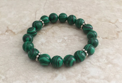 Malachite (Stimulated) Beaded Stretch Bracelet "Ease Rocks Collection"
