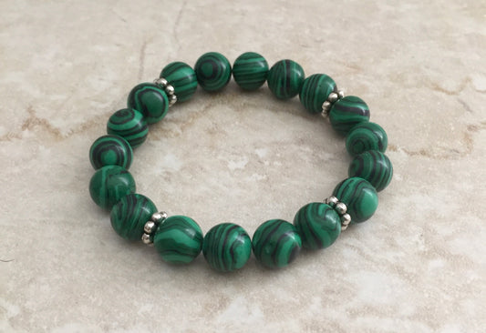 Malachite (Stimulated) Beaded Stretch Bracelet "Ease Rocks Collection"